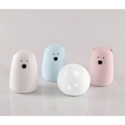 LED RGB Детска сензорна лампа BEAR LED/0,8W/5V бяла + USB