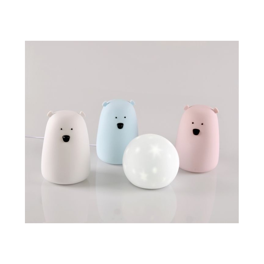 LED RGB Детска сензорна лампа BEAR LED/0,8W/5V бяла + USB