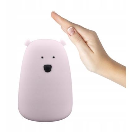 LED RGB Детска сензорна лампа BEAR LED/0,8W/5V розова + USB