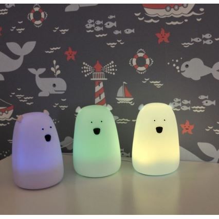 LED RGB Детска сензорна лампа BEAR LED/0,8W/5V розова + USB
