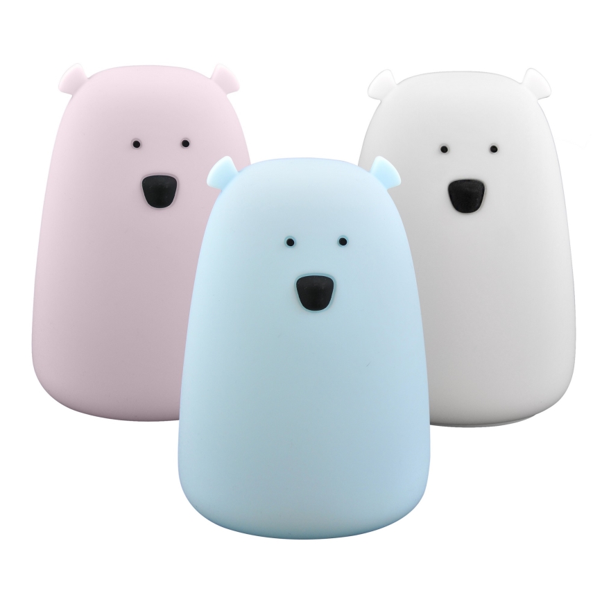 LED RGB Детска сензорна лампа BEAR LED/0,8W/5V розова + USB