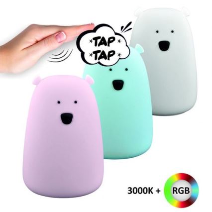 LED RGB Детска сензорна лампа BEAR LED/0,8W/5V розова + USB
