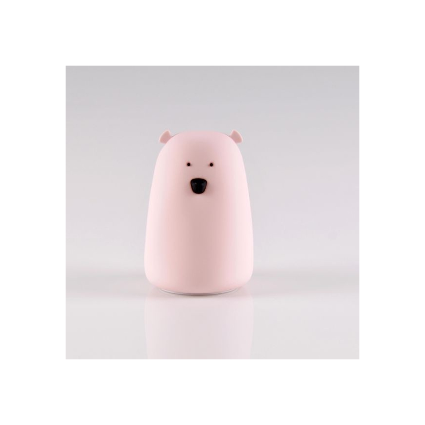 LED RGB Детска сензорна лампа BEAR LED/0,8W/5V розова + USB