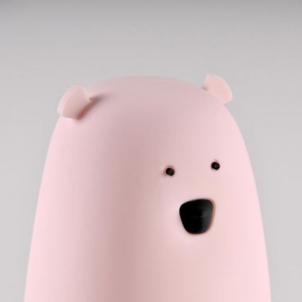 LED RGB Детска сензорна лампа BEAR LED/0,8W/5V розова + USB