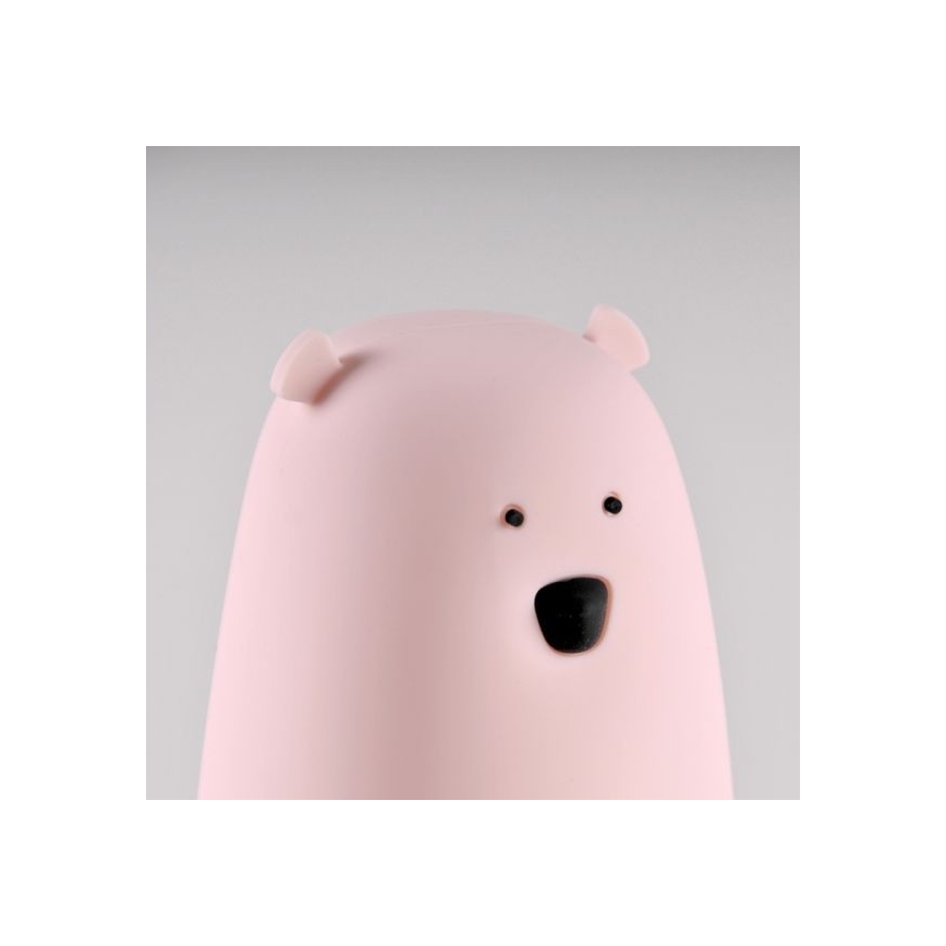 LED RGB Детска сензорна лампа BEAR LED/0,8W/5V розова + USB