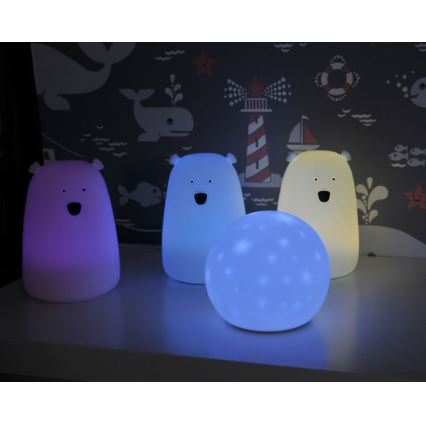 LED RGB Детска сензорна лампа BEAR LED/0,8W/5V розова + USB