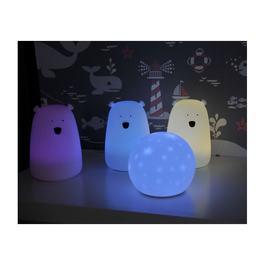 LED RGB Детска сензорна лампа BEAR LED/0,8W/5V розова + USB