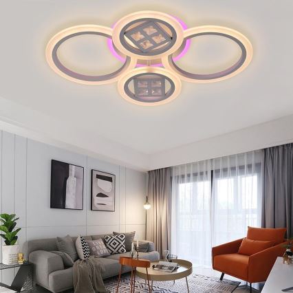 LED RGB Димируем полилей за повърхностен монтаж LED/50W/230V 3000-6500K + дистанционно управление