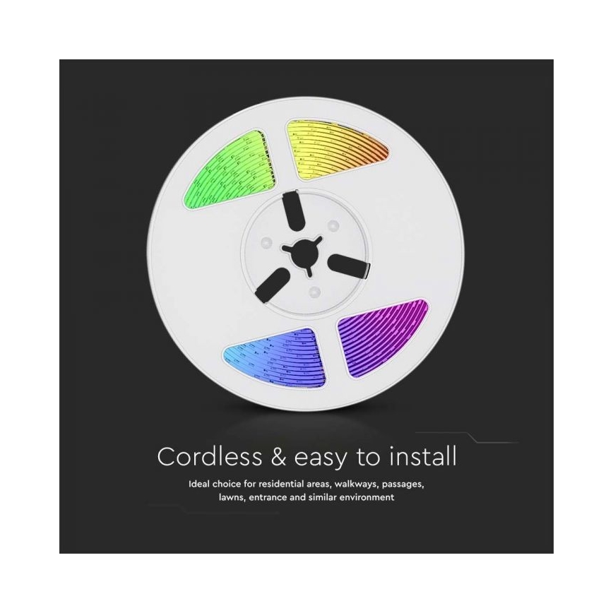 LED RGB Димируем соларен лента LED/1,2W/3,7V IP67 5 м + дистанционно управление