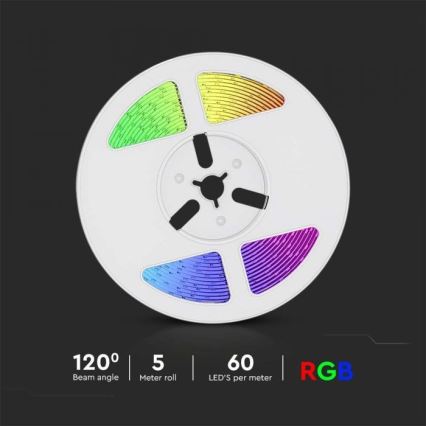 LED RGB Димируем соларен лента LED/1,2W/3,7V IP67 5 м + дистанционно управление