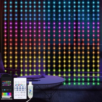 LED RGB Димируем Коледна завеса WIZARD 400xLED/USB 2x2 м + дистанционно управление