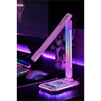 LED RGB Димируема акумулаторна настолна сензорна лампа с безжично зареждане LED/7,5W/5V 2700-5300K бял