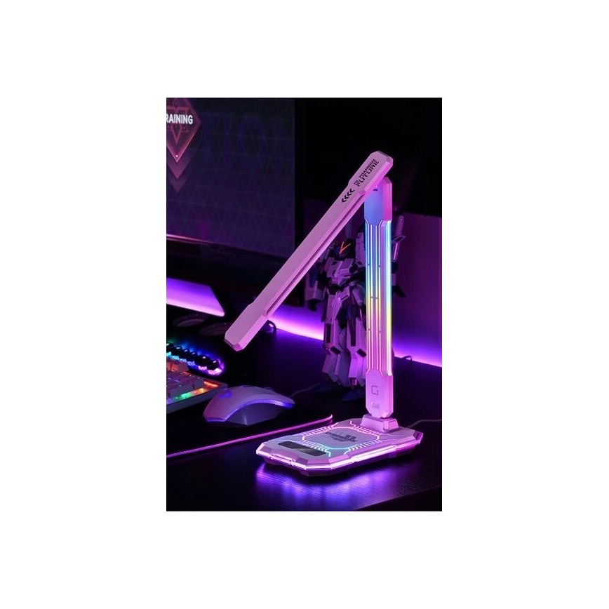 LED RGB Димируема акумулаторна настолна сензорна лампа с безжично зареждане LED/7,5W/5V 2700-5300K бял