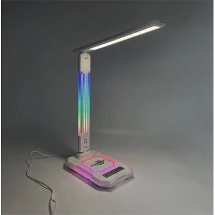 LED RGB Димируема акумулаторна настолна сензорна лампа с безжично зареждане LED/7,5W/5V 2700-5300K бял