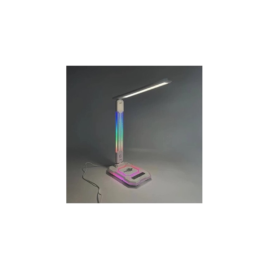 LED RGB Димируема акумулаторна настолна сензорна лампа с безжично зареждане LED/7,5W/5V 2700-5300K бял