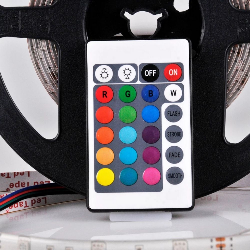 LED RGB Димируема лента 5 м LED/18W/12V IP20 + д.у.