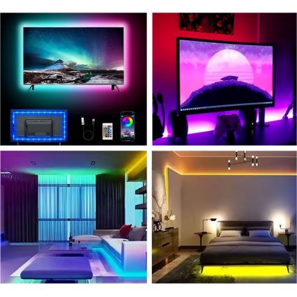 LED RGB Димируема лента LED/6W/5V USB 2 м + дистанционно управление