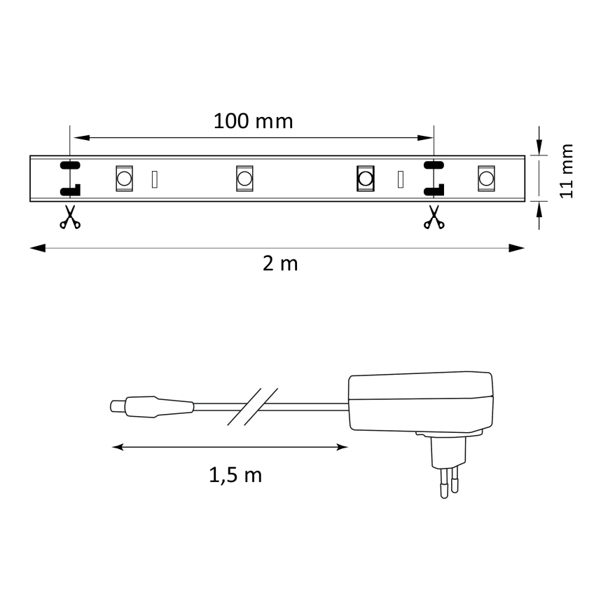 LED RGB Димируема лента MAGIC 2 м LED/12W/230V + д.у.