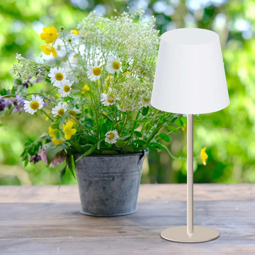 LED RGBW димируема сензорна външна настолна лампа LUCIA LED/2W/5V 1800/2700/6500K 3600 mAh IP44 бежова