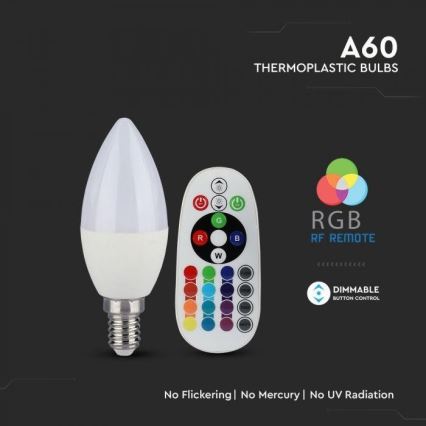 LED RGB Димируема крушка E14/3,5W/230V 6400K + дистанционно