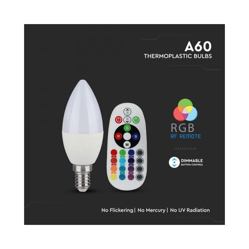 LED RGB димируема крушка E14/3,5W/230V 6400K + дистанционно управление