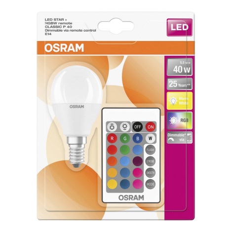 LED RGB Димируема крушка E14/5,5W/230V 2700K - Osram