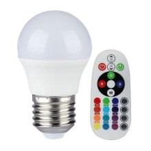 LED RGB Димируема крушка E27/3,5W/230V 6400K + дистанционно