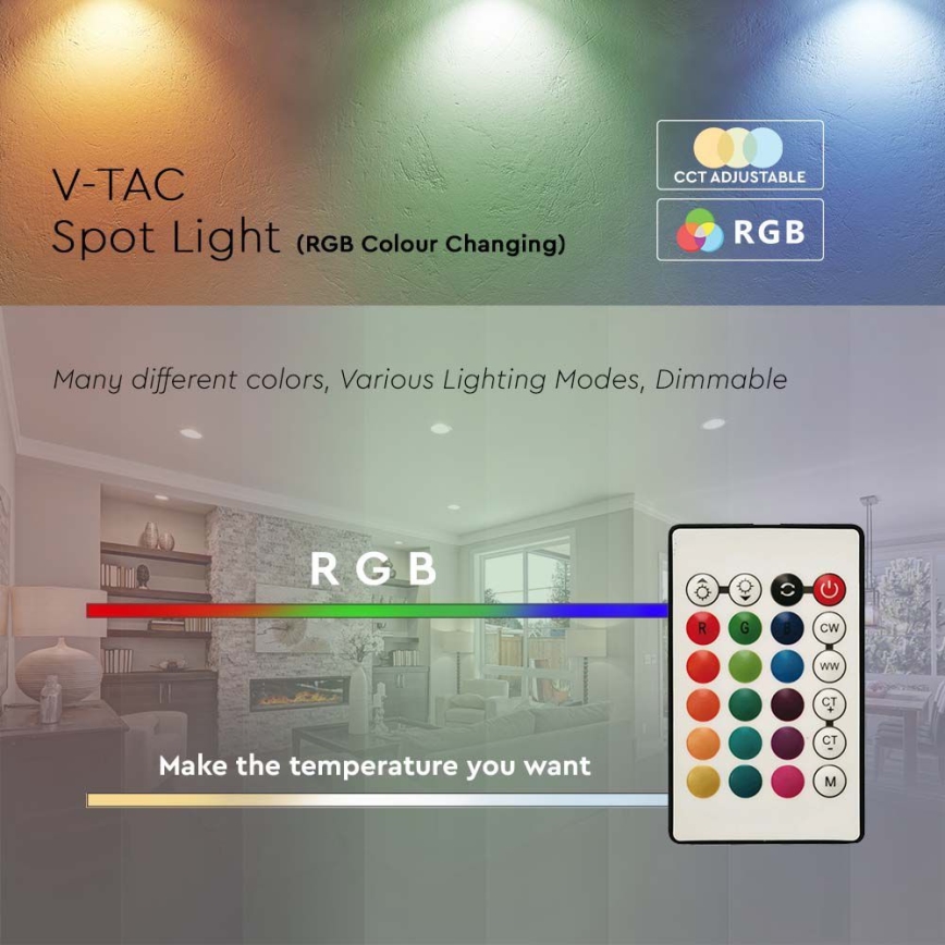 LED RGB Димируема крушка GU10/4,8W/230V 4000K + дистанционно