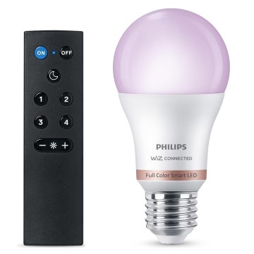 LED RGB димируема крушка Philips SMART A60 E27/8,5W/230V 2200-6500K + дистанционно управление