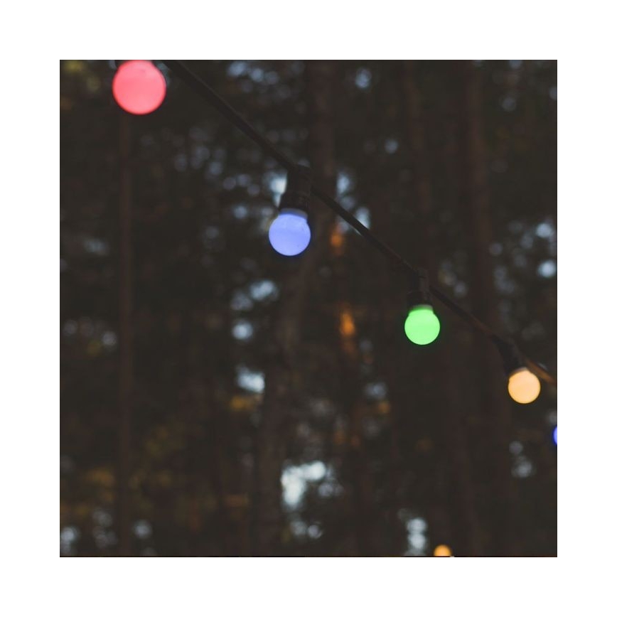 LED RGB Екстериорни лампички STRING 13 m 15xLED/0,5W/230V IP44 + дистанционно управление