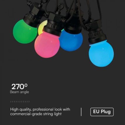 LED RGB Екстериорни лампички STRING 13 m 15xLED/0,5W/230V IP44 + дистанционно управление