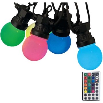 LED RGB Екстериорни лампички STRING 13 m 15xLED/0,5W/230V IP44 + дистанционно управление