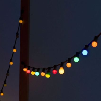 LED RGB Екстериорни лампички STRING 13 m 15xLED/0,5W/230V IP44 + дистанционно управление