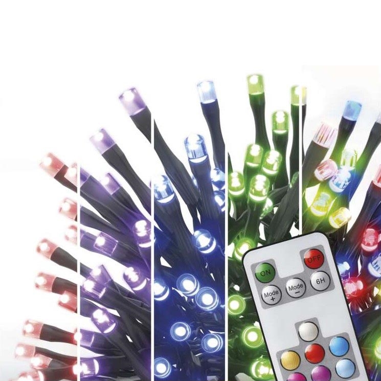 LED RGB Екстериорни Коледни лампички 120xLED/72 режима 15м IP44 + дистанционно