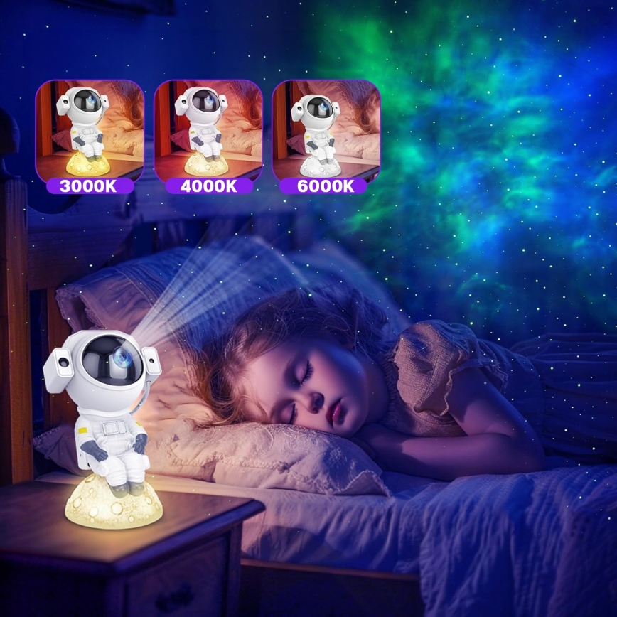 LED RGB прожектор 3 в 1 LED/5W/5V 3000/4000/6000K астронавт + дистанционно управление