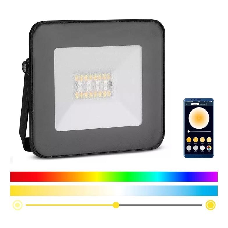 LED RGB Смарт димируем прожектор LED/20W/230V IP65 черен