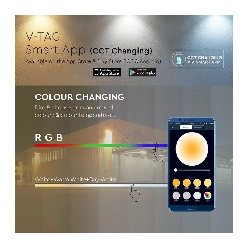 LED RGB Смарт димируем прожектор LED/20W/230V IP65 черен