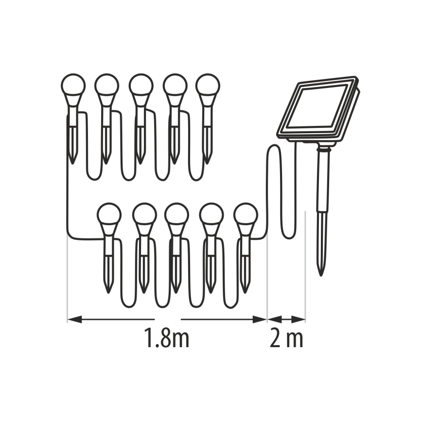 LED RGB соларна лампа 10xLED/1,2V 300 mAh IP44 черна