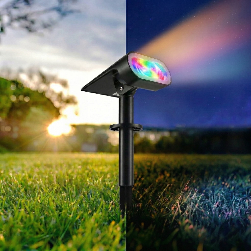 LED RGB соларна лампа 2 в 1 LED/3,7V 1200 mAh IP54 черна
