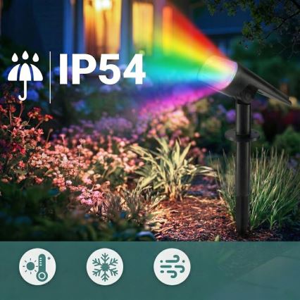 LED RGB соларна лампа 2 в 1 LED/3,7V 1200 mAh IP54 черна
