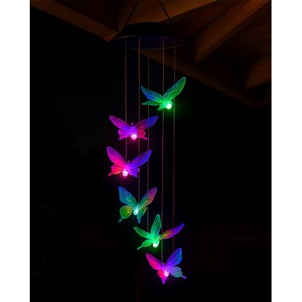 LED RGB соларна лампа 6xLED/1,2V 300 mAh IP44 пеперуда