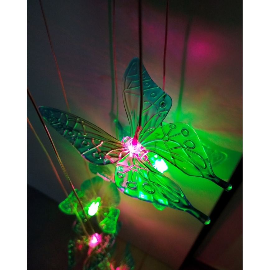 LED RGB соларна лампа 6xLED/1,2V 300 mAh IP44 пеперуда