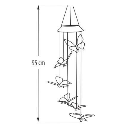 LED RGB соларна лампа 6xLED/1,2V 300 mAh IP44 пеперуда