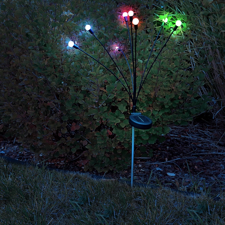 LED RGB соларна лампа FIORINI 8xLED/1,2V 600 mAh IP44 черна