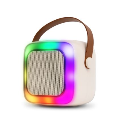 CONNECT IT CSP-1010-BG - LED RGB тонколона с безжични микрофони 2Mic 5W/1200 mAh + 2x 400 mAh кремава/златиста