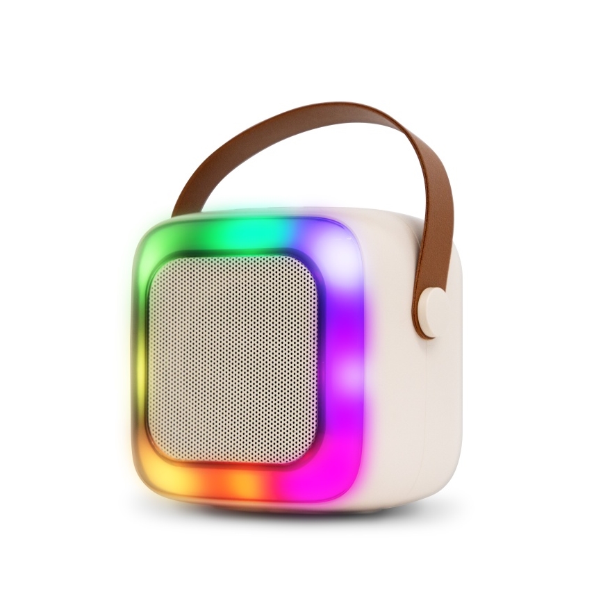 CONNECT IT CSP-1010-BG - LED RGB тонколона с безжични микрофони 2Mic 5W/1200 mAh + 2x 400 mAh кремава/златиста