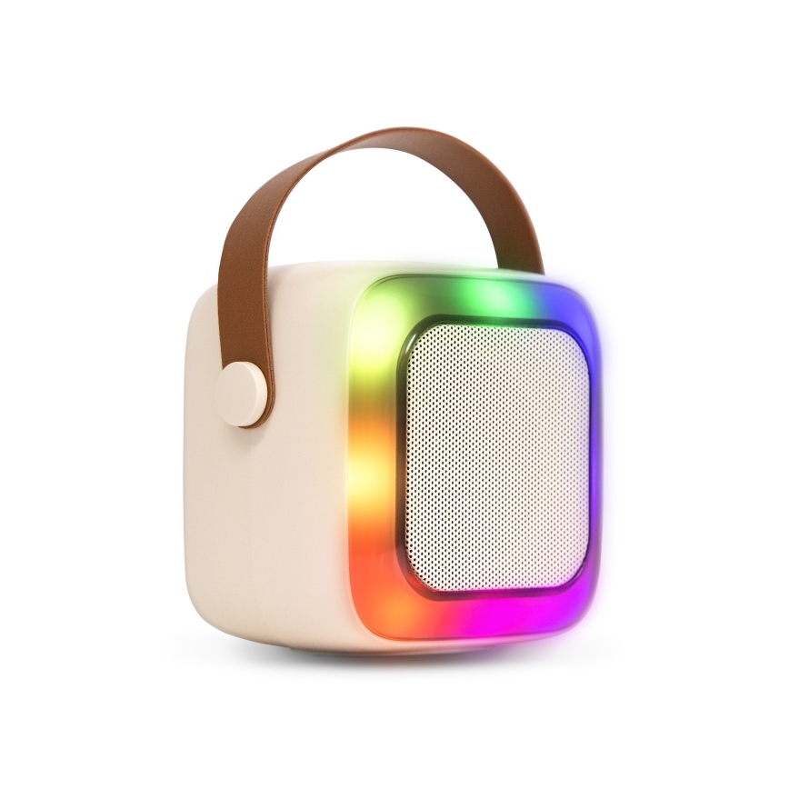 CONNECT IT CSP-1010-BG - LED RGB тонколона с безжични микрофони 2Mic 5W/1200 mAh + 2x 400 mAh кремава/златиста