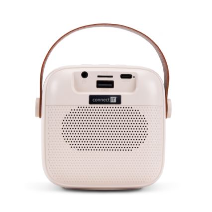 CONNECT IT CSP-1010-BG - LED RGB тонколона с безжични микрофони 2Mic 5W/1200 mAh + 2x 400 mAh кремава/златиста