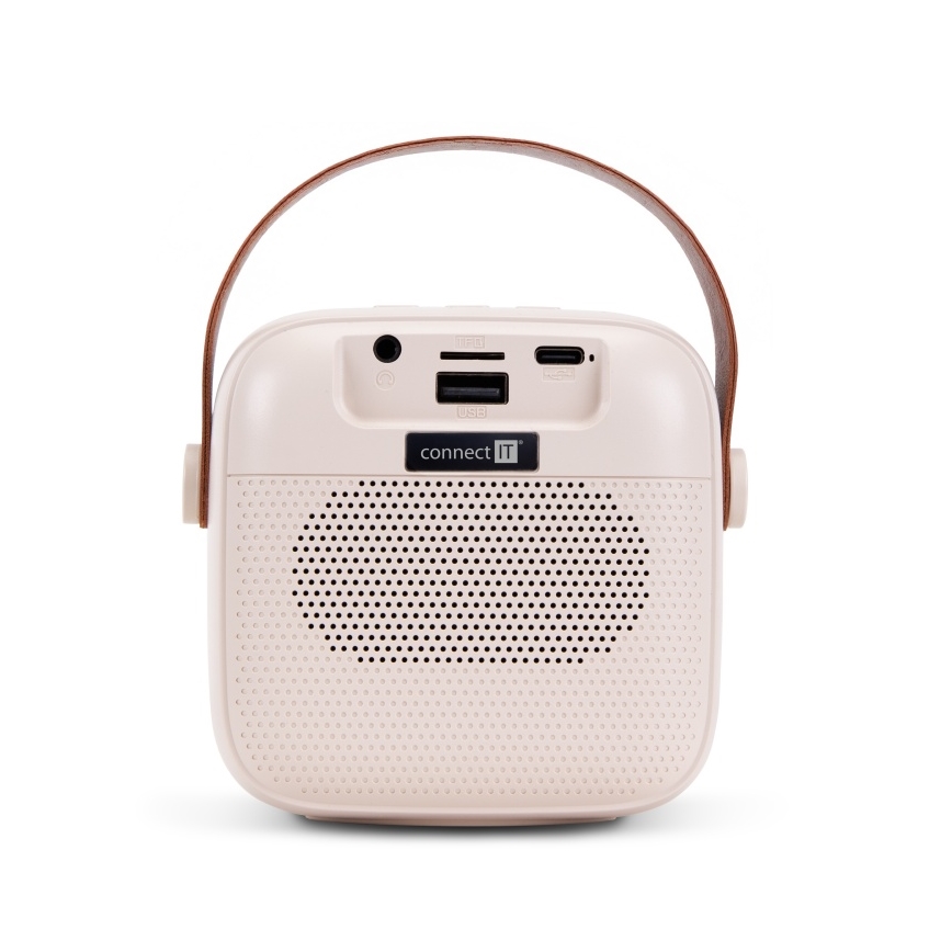 CONNECT IT CSP-1010-BG - LED RGB тонколона с безжични микрофони 2Mic 5W/1200 mAh + 2x 400 mAh кремава/златиста