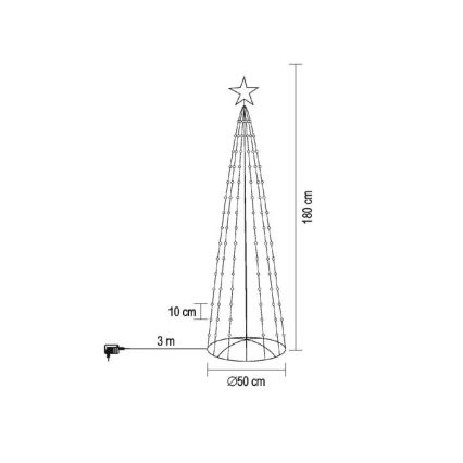 LED RGB Външна коледна елха 190xLED/230V 1,8 m IP44 + дистанционно управление
